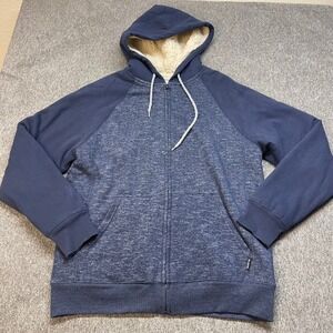 Billabong Mens Sherpa Lined Hoodie Blue Heathered Full Zip Sweatshirt M685GBAS L